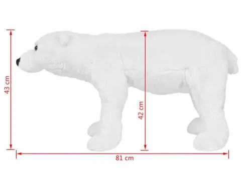 Urs polar din pluș de jucărie în picioare, alb, XXL - 4/5