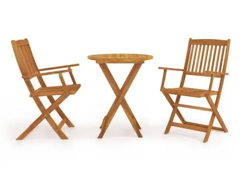 Set mobilier bistro pliabil, 3 piese, lemn masiv de acacia - 1/5