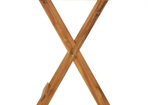 Set mobilier bistro pliabil, 3 piese, lemn masiv de acacia - 3/5