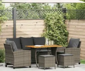 vidaXL Set mobilier grădină cu perne, 6 piese, gri, poliratan