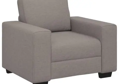 Set de canapea cu perne, 3 piese, gri taupe, material textil - 3/5