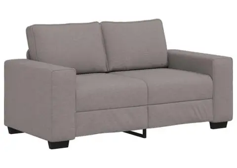 Set de canapea cu perne, 3 piese, gri taupe, material textil - 4/5