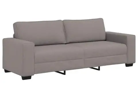 Set de canapea cu perne, 3 piese, gri taupe, material textil - 5/5