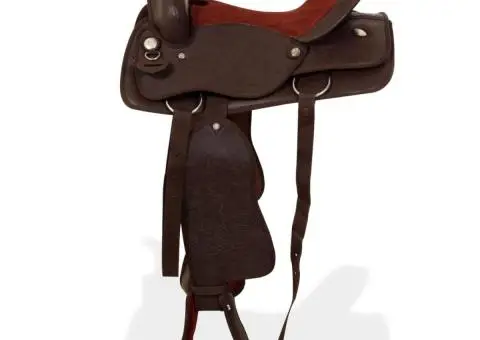 Șa Western, căpăstru & pieptar, piele naturală, 17", maro - 4/5
