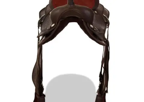 Șa Western, căpăstru & pieptar, piele naturală, 17", maro - 5/5
