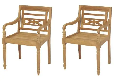 Scaune Batavia, 2 buc., lemn masiv de tec - 1/5