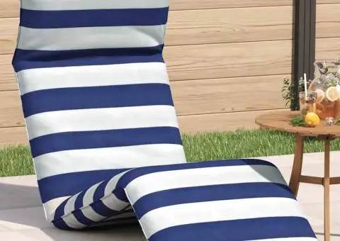 Șezlong pliabil, albastru și alb, 175x54x8,5 cm țesătură Oxford - 1/5