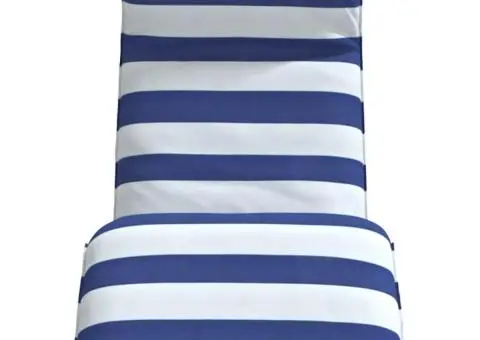 Șezlong pliabil, albastru și alb, 175x54x8,5 cm țesătură Oxford - 4/5