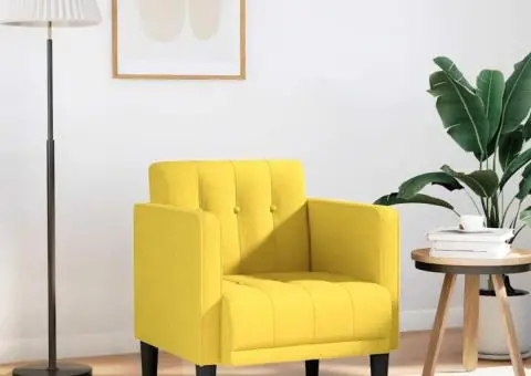 Canapea scaun cu cotiere, galben deschis, 53 cm, textil - 1/5