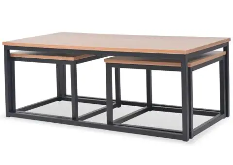 Set de măsuțe de cafea, 3 piese, frasin - 2/5