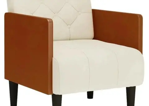 Canapea Scaun cu cotiere, crem, 55 cm, catifea - 2/5