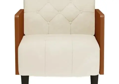 Canapea Scaun cu cotiere, crem, 55 cm, catifea - 3/5