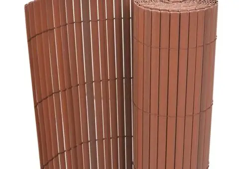 Gard de grădină cu două fețe, maro, 90 x 300 cm, PVC - 1/5