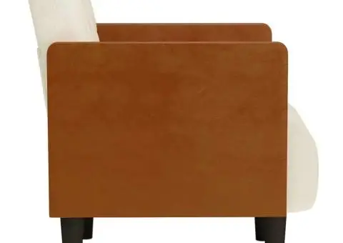 Canapea Scaun cu cotiere, crem, 55 cm, catifea - 4/5