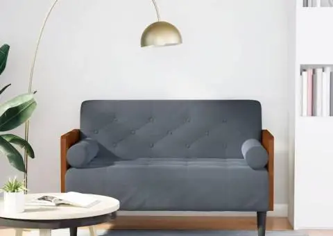 Canapea loveseat cu perne de sustinere gri închis 110cm catifea - 1/5