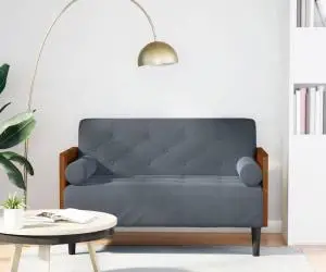vidaXL Canapea loveseat cu perne de sustinere gri închis 110cm catifea