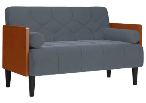 Canapea loveseat cu perne de sustinere gri închis 110cm catifea - 2/5