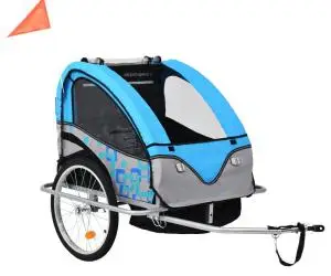 vidaXL Remorcă bicicletă & cărucior copii 2-în-1, albastru și gri