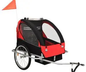 vidaXL Remorcă bicicletă & cărucior 2-în-1, negru și roșu