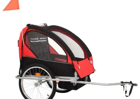 Remorcă bicicletă & cărucior 2-în-1, negru și roșu - 2/5
