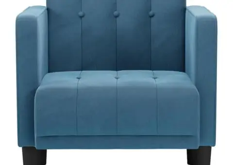 Canapea Scaun cu cotiere, albastru, 53 cm, catifea - 3/5