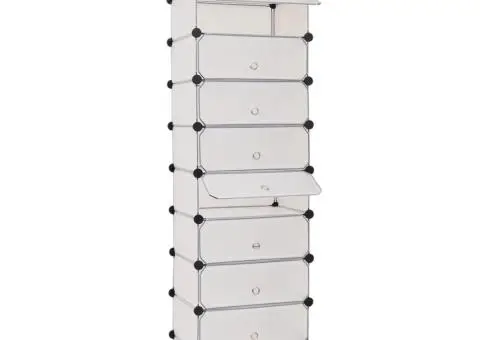 Organizator de pantofi interconectat, 10 compartimente, alb - 1/5