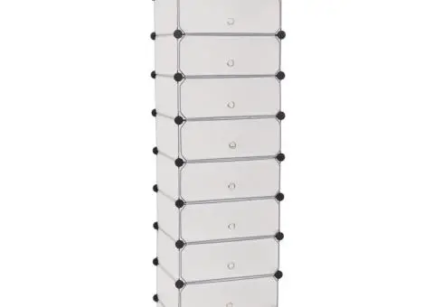 Organizator de pantofi interconectat, 10 compartimente, alb - 2/5