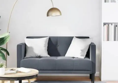 Canapea loveseat, gri închis, 111 cm, catifea - 1/5