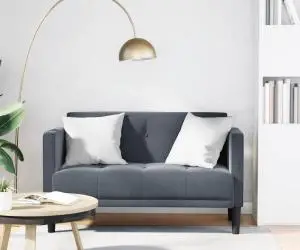 vidaXL Canapea loveseat, gri închis, 111 cm, catifea