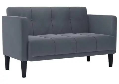 Canapea loveseat, gri închis, 111 cm, catifea - 2/5