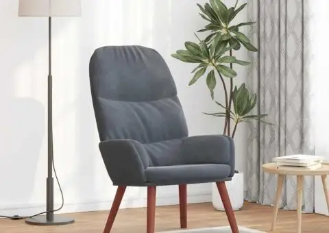 Scaun de relaxare, gri închis, catifea - 1/5