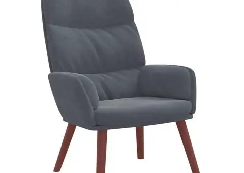 Scaun de relaxare, gri închis, catifea - 2/5