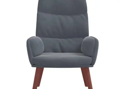 Scaun de relaxare, gri închis, catifea - 4/5