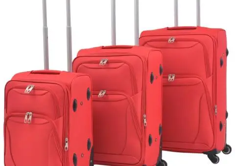 Set trolere din material textil, 3 piese, roșu - 1/5