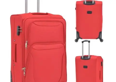 Set trolere din material textil, 3 piese, roșu - 2/5