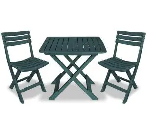 vidaXL Set mobilier bistro pliabil, 3 piese, verde, plastic