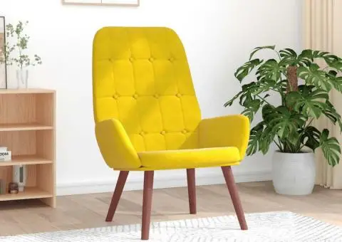 Scaun de relaxare catifea galbena - 1/5