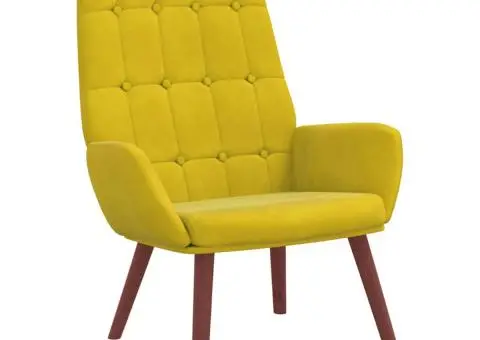 Scaun de relaxare catifea galbena - 2/5