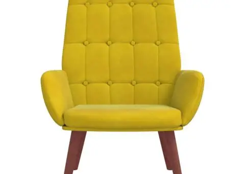 Scaun de relaxare catifea galbena - 3/5