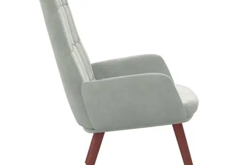 Scaun de relaxare, gri deschis, catifea - 4/5