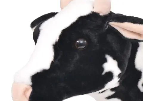 Văcuță de jucărie din pluș în picioare, alb și negru, XXL - 3/5