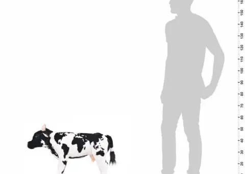 Văcuță de jucărie din pluș în picioare, alb și negru, XXL - 4/5