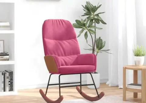 Scaun balansoar, roșu vin, catifea - 1/5