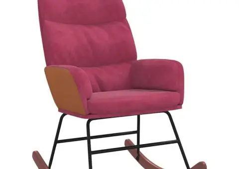 Scaun balansoar, roșu vin, catifea - 2/5