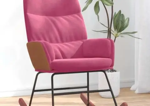 Scaun balansoar, roșu vin, catifea - 3/5