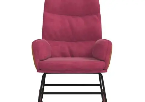 Scaun balansoar, roșu vin, catifea - 4/5
