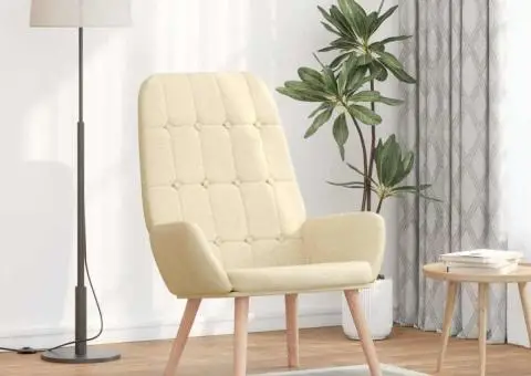 Scaun de relaxare, crem, material textil - 1/5