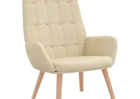 Scaun de relaxare, crem, material textil - 2/5