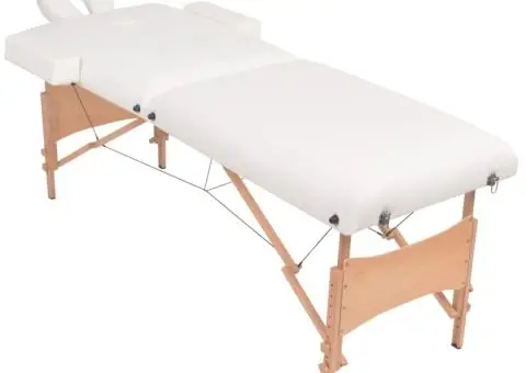 Set taburet și masă masaj pliabile 2 zone, 10 cm grosime, alb - 2/5