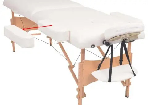 Set taburet și masă masaj pliabile 2 zone, 10 cm grosime, alb - 3/5
